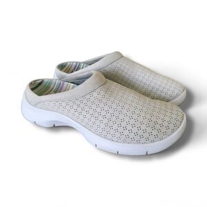 Dansko Light Gray Perforated Slip-On Mules